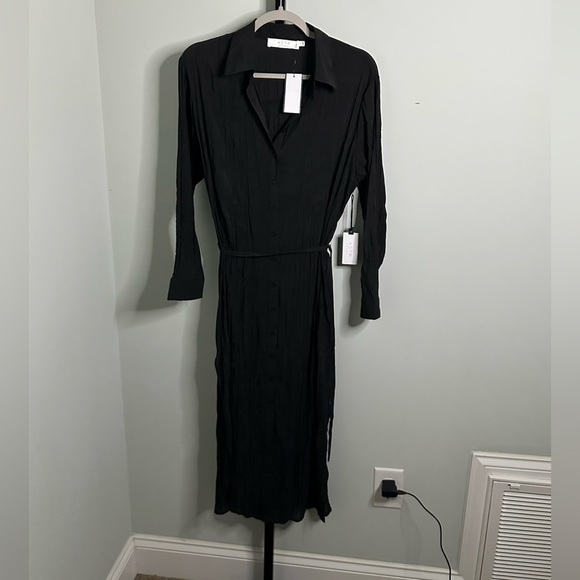 ASTR the Label Belted Long Sleeve Midi Shirtdress-Black size Small-NWT - Picture 7 of 12